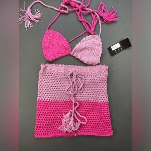 Hot & Delicious Crochet Bathing Suit top and Skirt size Small, New‎ With Tag